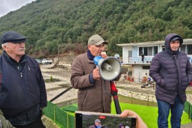 Protest against the water diversion project on Shushica in February 2024